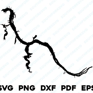 Pickwick Lake Tennessee kaart vorm silhouet svg png dxf pdf eps vector grafisch ontwerp gesneden gravure laserbestand afbeelding meerhuis