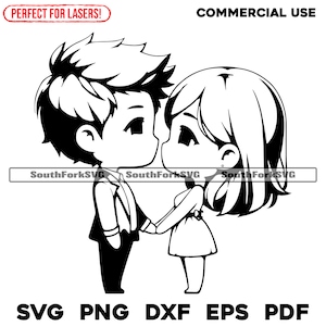 Chibi Couple Holding Hands svg png dxf eps pdf | vector graphic design cut print dye sub laser digital files commercial use