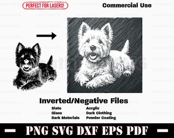 Inverted West Highland White Terrier svg png dxf eps pdf | vector graphic cut print laser engrave etch instant download commercial use