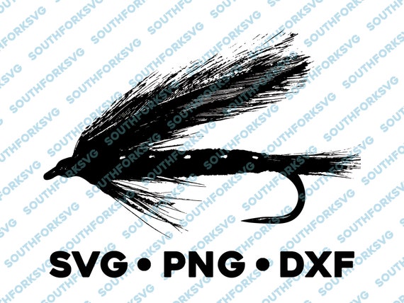 Fly Fishing Black Ghost Pattern Lure SVG PNG DXF Dry Nymph Streamer Midge  Trout Bass Salmon vector transparent cameo silhouette fish