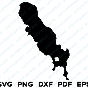 Gull Lake Michigan Mapa Forma Silueta Contorno svg png dxf pdf eps vector diseño gráfico corte grabado archivo láser imagen barco lago