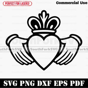 Irish Claddagh Symbol svg png dxf eps pdf | vector graphic design cut print dye sub laser engrave digital files commercial use