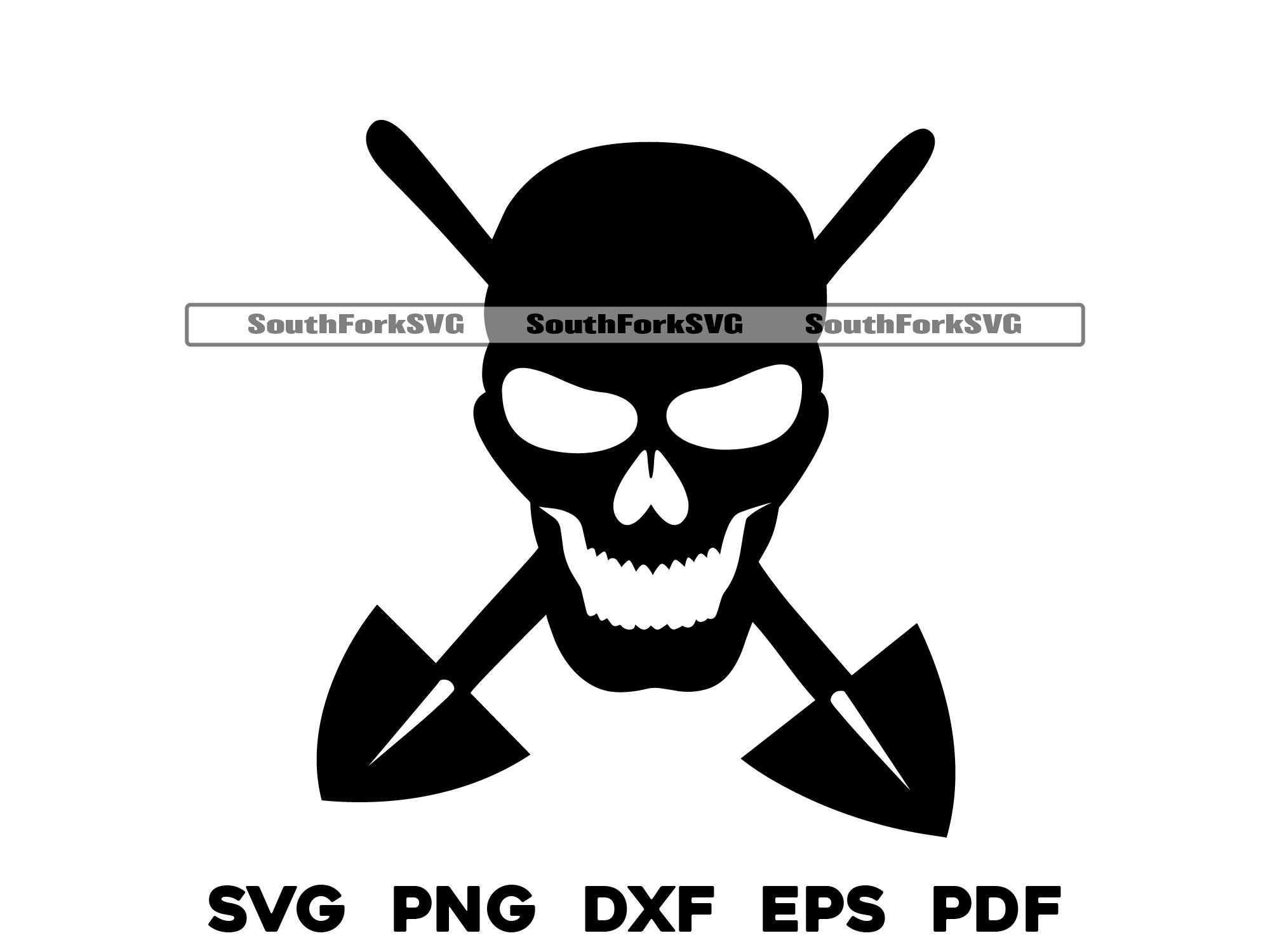Skull Crossed Shovels Design Svg Png Dxf Eps Pdf | Laser Engrave Cnc ...