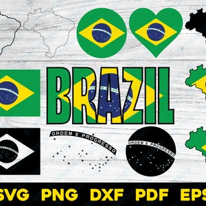 Brazil Brazilian Flag Design Bundle | svg png dxf eps pdf | vector graphic design cut print dye sub laser cnc digital files instant download