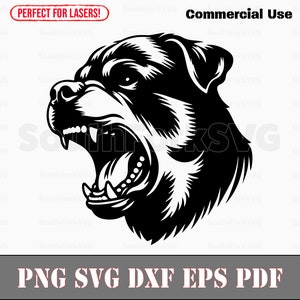Rottweiler Barking Attack svg png dxf eps pdf | Vektorgrafik Datei Laser Clip Art schneiden | sofortiger digitaler Download kommerzielle Nutzung