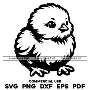 Lindo pollito svg png dxf eps pdf / archivos de impresión cortados con láser / gráficos vectoriales clip art / descarga digital instantánea para uso comercial
