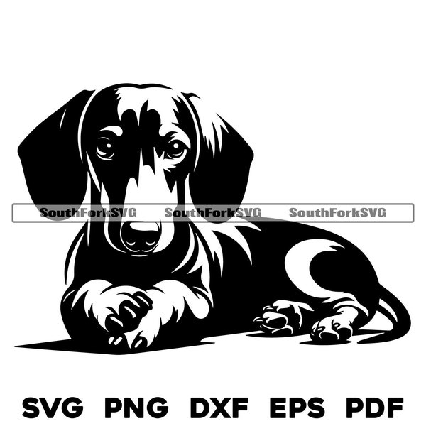 Dachshund Weiner Dog Laying | svg png dxf eps pdf | vector graphic cut file laser clip art | instant digital download commercial use