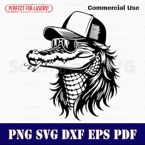 Crocodile Mullet Trucker Hat svg png dxf eps pdf | vector graphic design cut print dye sub laser engrave cnc digital files commercial use