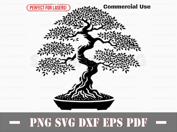 Bonsai Tree Silhouette | svg png dxf eps pdf | vector graphic cut file  laser clip art | instant digital download commercial use