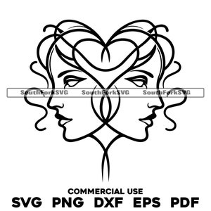 Zwillinge Linie Art svg png dxf pdf eps | Vektorgrafik Design Cut Print Dye sub Laser gravieren Digitale Dateien Kommerzielle Nutzung