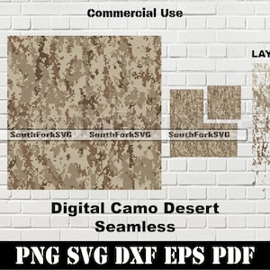 Modèle sans couture 4 couleurs camouflage numérique désert | svg png dxf eps pdf | Illustration vectorielle découpée colorant sub art téléchargement immédiat utilisation commerciale