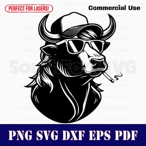 Cappello da camionista Bull Mullet svg png dxf eps pdf / grafica vettoriale design taglio stampa dye sub laser incisione cnc file digitali uso commerciale