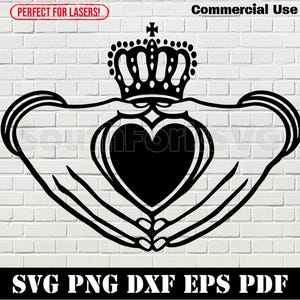 Irish Claddagh Design svg png dxf eps pdf | vector graphic design cut print dye sub laser engrave digital files commercial use