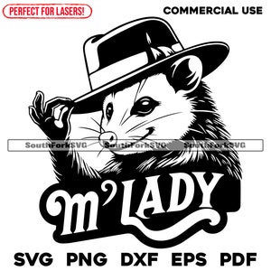 Possum Fedora "M'Lady" Design svg png dxf eps pdf | design gráfico vetorial corte impressão sublimação de tinta gravação a laser cnc arquivos digitais uso comercial