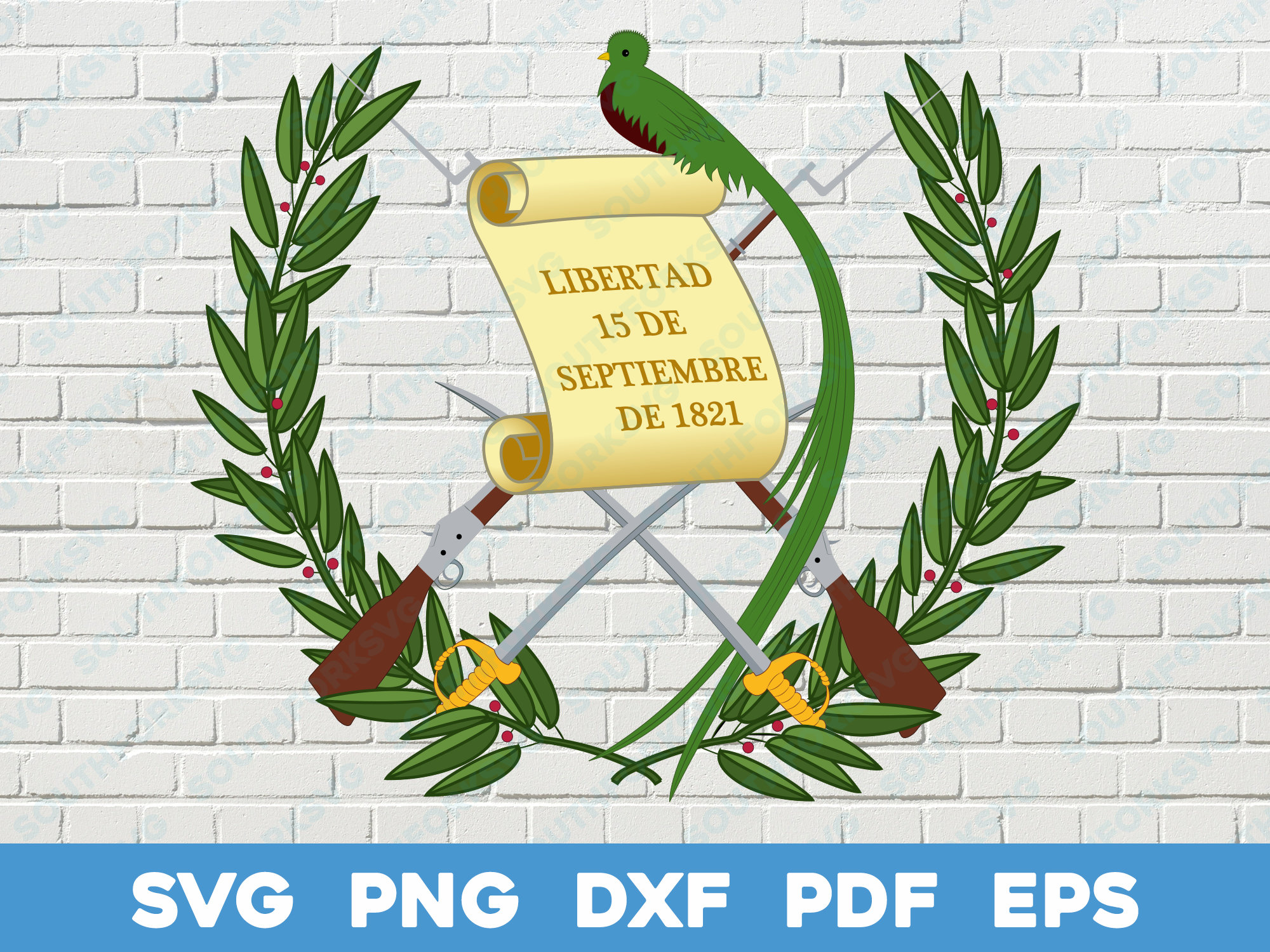 Guatemala National Flag Crest svg png dxf eps pdf vector graphic design digital file Central America country patriot world travel republic