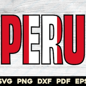 Peruvian Peru Flag Name Design | svg png dxf eps pdf | Layered by Color vector graphic design cut print dye sub cnc laser digital files