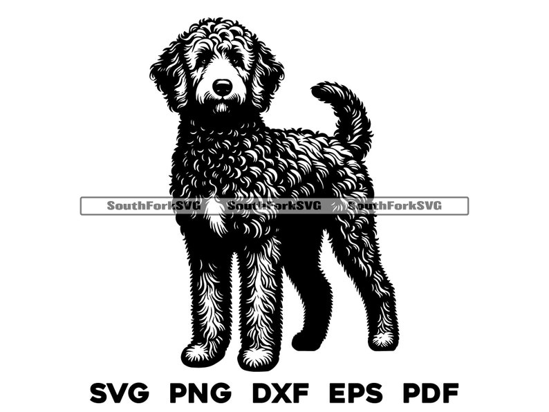 Goldendoodle Dog Standing Design | Svg Png Dxf Eps Pdf | Vector Graphic ...