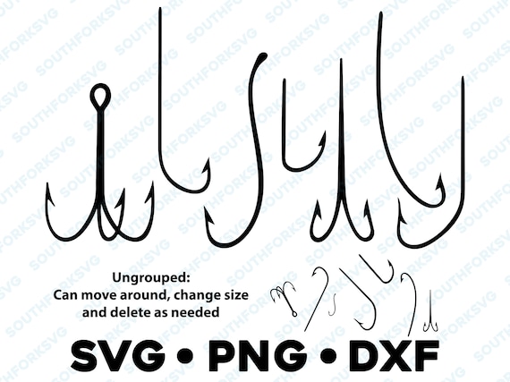 Fishing Hook Bundle SVG PNG DXF Vector Graphic Design Transparent