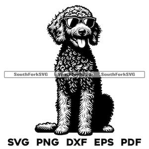Labradoodle Wearing Sunglasses Design | svg png dxf eps pdf | vector graphic cut file laser clip art instant digital download commercial use