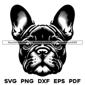 French Bulldog Head Design 1 | svg png dxf eps pdf | vector graphic cut file laser clip art | instant digital download commercial use