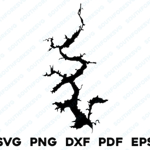 Fort Gibson Lake Oklahoma Mapa Forma Silhueta svg png dxf pdf eps vetor design gráfico corte gravura arquivo laser imagem barco lago casa