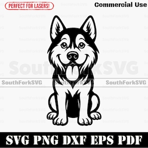 Siberian Husky big head svg png dxf eps pdf vector graphic cut file laser stencil clip art instant digital download commercial use