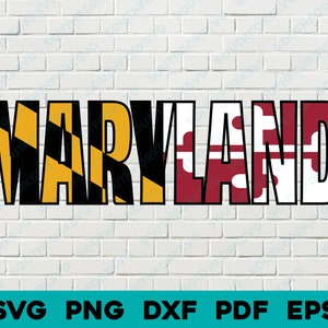 Maryland Flag State Name svg png dxf eps pdf vector graphic design digital file U.S. 50 State Flags USA America United States Flags