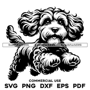 Laufender Cockapoo Hund | svg png dxf eps pdf | Vektorgrafik Datei Laser Clip Art schneiden | sofortiger digitaler Download kommerzielle Nutzung