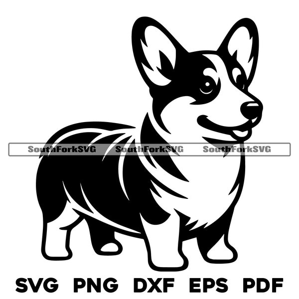 Welsh Corgi Dog Standing Design 2 | svg png dxf eps pdf | vector graphic cut file laser clip art | instant digital download commercial use