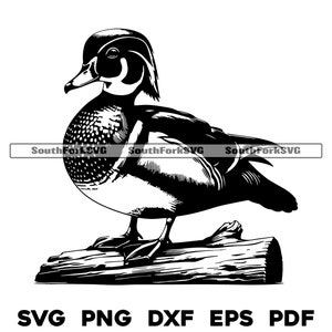 Ente Ente auf Holzstamm svg png dxf eps pdf | Vektorgrafik Design Cut Print Dye sub Laser gravieren Cnc digitale Dateien Kommerzielle Nutzung