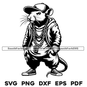 Gangster Rat Cartoon svg png dxf eps pdf | lasergesneden print graveren kleurstof sub vector grafisch ontwerp | digitale download commercieel gebruik