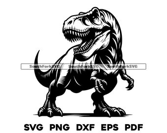 Trex Tyrannosaurus Rex svg png dxf eps pdf | conception graphique vectorielle impression découpée fichiers de gravure laser utilisation commerciale