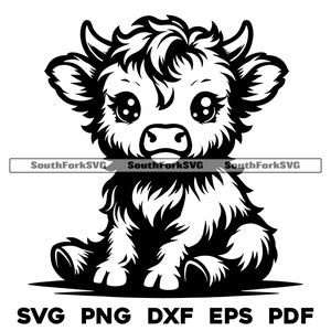 Baby Highland Cow | svg png dxf eps pdf | transparent vector graphic design cut print dye sub laser engrave files commercial use