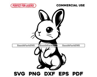 かわいい赤ちゃんウサギ svg png dxf eps pdf | 透明なベクターグラフィックデザインカットプリントダイサブレーザー彫刻ファイル商用利用