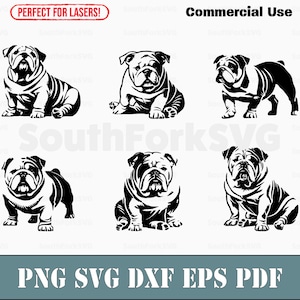 Bulldog Bundle Pack in svg png dxf eps pdf | vector graphic cut file laser clip art | instant download commercial use