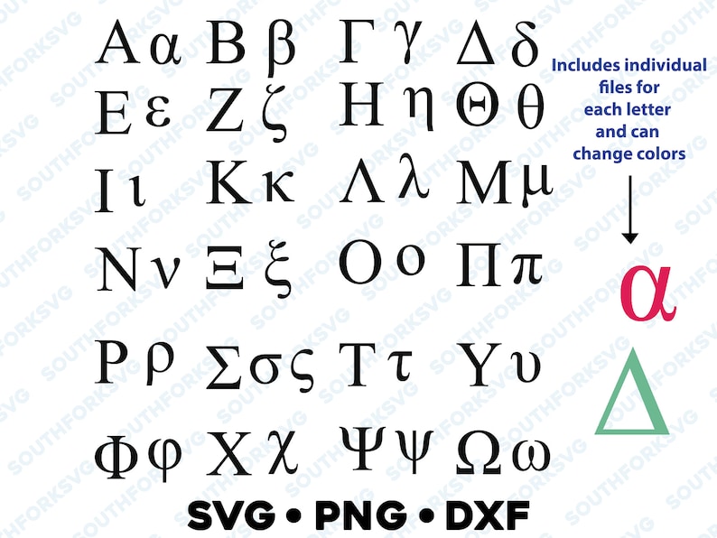 Greek Letters Alphabet Solid SVG PNG DXF Bundle Greek Svg Etsy