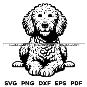Conception de ponte de chien Goldendoodle | svg png dxf eps pdf | graphique vectoriel découpé fichier laser clip art | Téléchargement numérique instantané, utilisation commerciale