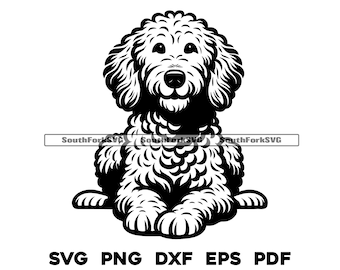Goldendoodle Dog Laying Design | svg png dxf eps pdf | vector graphic cut file laser clip art | instant digital download commercial use