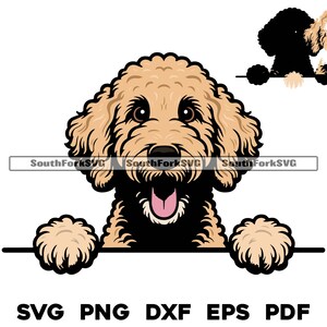 Chien Goldendoodle furtif superposé par couleur svg png dxf eps pdf | graphique vectoriel découpé fichier laser clip art | Téléchargement numérique utilisation commerciale