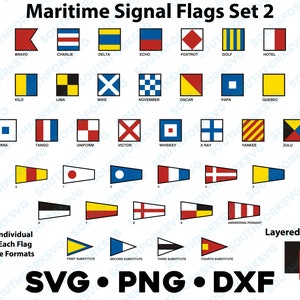 International Maritime Nautical Signal Flags Set 2 SVG PNG DXF Digital Files Army Navy Sailing Boat Yacht Code Ocean Beach Coast Boardwalk