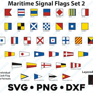 International Maritime Nautical Signal Flags Set 2 SVG PNG DXF Digital Files Army Navy Sailing Boat Yacht Code Ocean Beach Coast Boardwalk