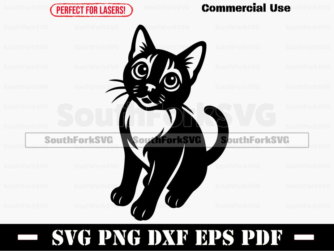 Korat Cat Begging Svg Png Dxf Eps Pdf | Vector Graphic Cut Print Laser ...