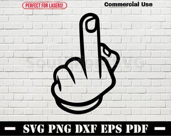 Cartoon middelvinger svg png dxf eps pdf | vectorafbeelding gesneden bestand laser clip art instant digitale download commercieel gebruik