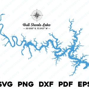 Bull Shoals Lake Arkansas, Missouri Map Form Silhouette Umriss svg png dxf pdf eps Vektorgrafik