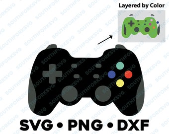 Video Game Controller SVG PNG DXF Joystick layered silhouette graphic sublimation vector cartoon clip art gamer retro classic 8 bit gaming