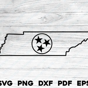 Tennessee Tri Star vlag staat vorm overzicht svg png dxf eps pdf | vector grafisch ontwerp knippen afdrukken lasergraveren cnc-bestand commercieel gebruik