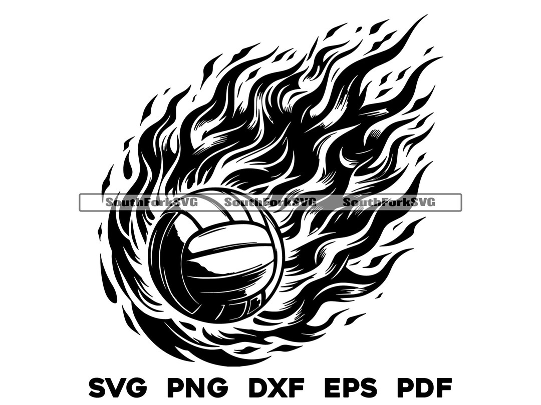 Flaming Volleyball Design Files Svg Png Dxf Eps Pdf Transparent Graphic