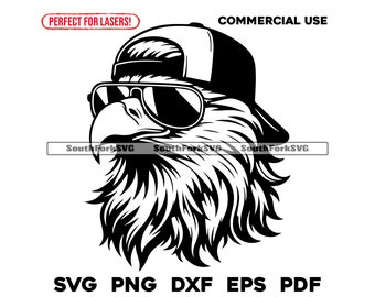 ハクトウワシのマレットトラッカーハット svg png dxf eps pdf | ベクターグラフィックデザイン カットプリント ダイサブレーザー彫刻 CNC デジタルファイル 商用利用