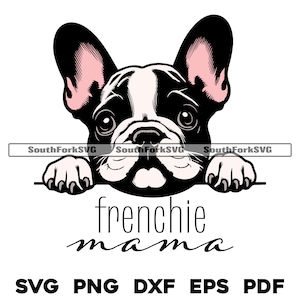 Frenchie Mama Peeking Bulldog Francês svg png dxf eps pdf gráfico vetorial arquivo de corte laser clip art | download digital instantâneo uso comercial