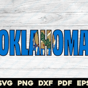 Design de nome da bandeira de Oklahoma OK | svg png dxf eps pdf | design gráfico vetorial corte impressão sublimação laser cnc arquivos digitais download instantâneo
